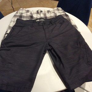 2 Pair Lee Grafton Cargo Shorts Size 18 32” Adjustable Waist Husky White Gray EX